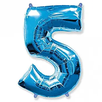 Куля повітряна Цифра 5 блакитна Ф, 1207-3243