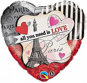 Шар воздушный 18" Париж любви Ф, 3202-0215