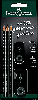 Набор GRIP 2001 карандаш чернографитный В 3 шт Black + чинка 182710 1 шт+ резинка 182410 1 шт, в блистере, 217086 Faber-Castell