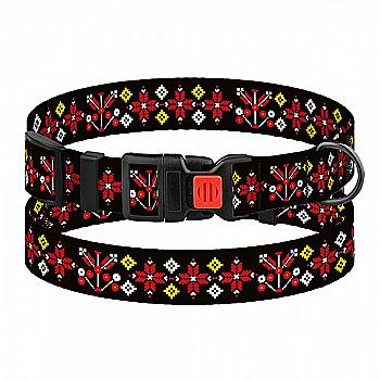 Ошейник для собак TM Barksi Urban Патриотический (обв.шеи 25-33см,шир.1,6см),вышиванка черная