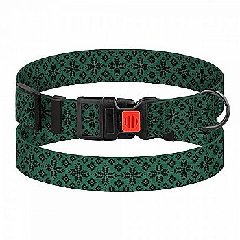 Ошейник для собак TM Barksi Urban Патриотический (обв.шеи 35-45см,шир.2,5см),вышиванка зеленая