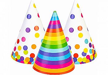 Набор колпаков на голову с резиновой лентой Confetti Rainbow, 6 шт, ассорти, MX200002