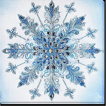 Набор для вышивки бисером на натуральном художественном холсте "Зимние узоры", AB-963