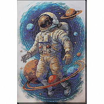Набор для вышивки бисером на натуральном художественном холсте "Космический путешественник", AB-962