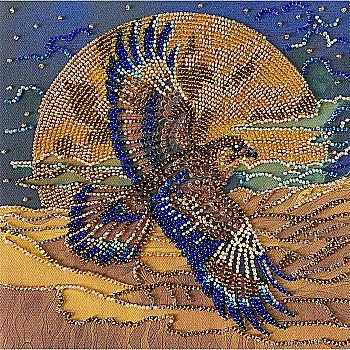 Набор-меди для вышивки бисером на натуральном художественном холсте "Крылья пустыни", AMB-133