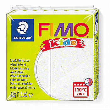 Пластика Fimo kids, біла з блискітками, 42 г