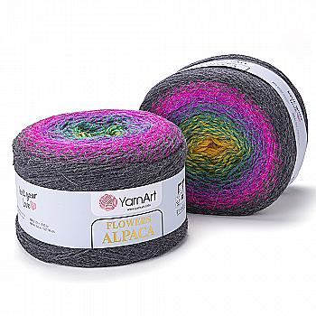 Пряжа YarnArt Flowers Alpaca, вовна альпака 20%  акрил 80%, 250 г, 940 м, різнобарвна 423