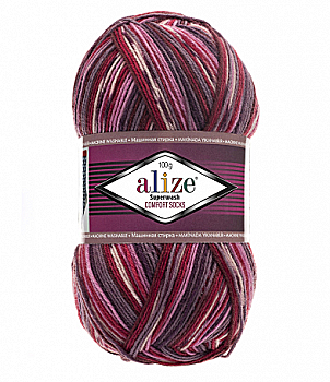 Пряжа шкарпеткова 75% вовна, 25% поліамід, 100 г, 420 м, 2698 Рожевий меланж, ТМ Alize