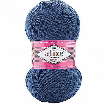 Пряжа шкарпеткова 75% вовна, 25% поліамід, 100 г, 420 м, 846 Синій, ТМ Alize