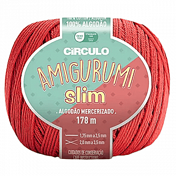 Пряжа 3583 Червоний (100% бавовна ,70 г, 178 м, 6 мот. в уп), ТМ "Amigurumi Slim"