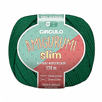 Пряжа 5076 Зелений (100% бавовна ,70 г, 178 м, 6 мот. в уп), ТМ "Amigurumi Slim"