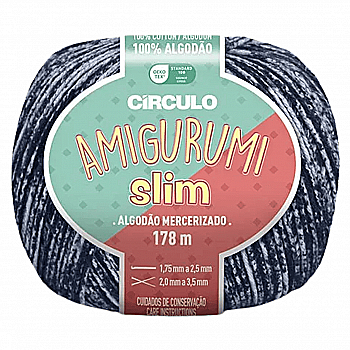 Пряжа 8736 Сіро-блакитний (100% бавовна ,70 г, 178 м, 6 мот. в уп), ТМ "Amigurumi Slim"