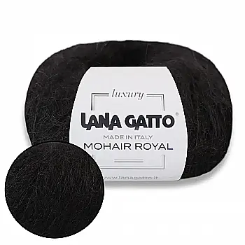 Пряжа Mohair Royal/Мохер Роял, черный 5000, Lana Gatto
