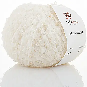 Пряжа букле 201 Теплий білий, ТМ filamo - Alpaca Boucle