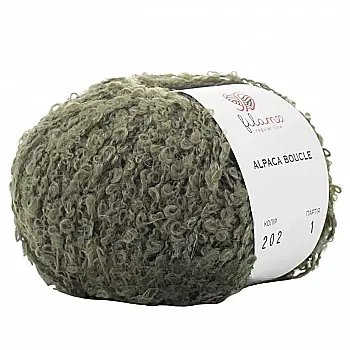 Пряжа букле 202 Хакі, ТМ filamo - Alpaca Boucle