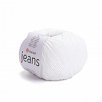 Пряжа напівбавовна 01 Білий, ТМ Yarn Art - Jeans