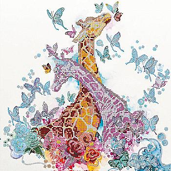 Схема для вышивания бисером "Пятнистые жирафики", AC-358
