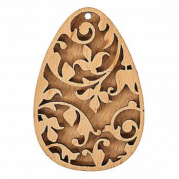 Заготовка деревянная "Яйцо ажурное с подложкой, подвес", 9*5 см, P080-1