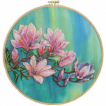 Набор для вышивки бисером на натуральном художественном холсте "Магнолии цветут", AB-806