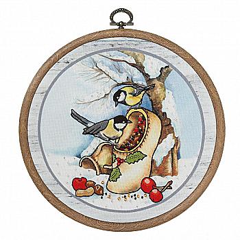 Набор для вишивания бисером и мулине "Зима" с пяльцами-рамкой ДМС, ВК-0104