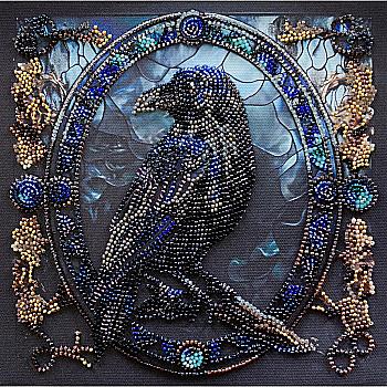 Набор-меди для вышивки бисером на натуральном художественном холсте "Оттенок ночи", AMB-120