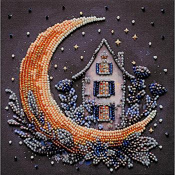 Набор-мини для вышивания бисером на натуральном холсте "Магия ночного неба", AM-257