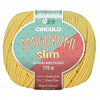 Пряжа 1205 Жовтий (100% бавовна ,70 г, 178 м, 6 мот. в уп), ТМ "Amigurumi Slim"