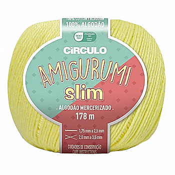 Пряжа 1730 Світло-жовтий (100% бавовна ,70 г, 178 м, 6 мот. в уп), ТМ "Amigurumi Slim"