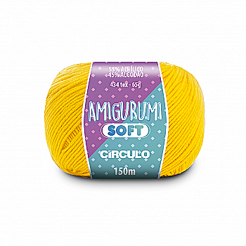 Пряжа 1798 Жовтий (55% акрил, 45% бавовна, 65 гр. 150 м. 6 мот. в уп), ТМ "Amigurumi Soft"