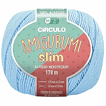 Пряжа 2012 Блакитний (100% бавовна ,70 г, 178 м, 6 мот. в уп), ТМ "Amigurumi Slim"