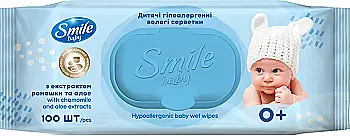 Серветки вологі Смайл Baby "Екстракт ромашки і алое " стікер педіатри 100шт клапан, New design, 42113961