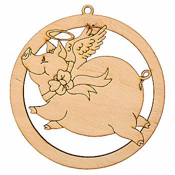 Заготівка-магніт дерев`яна Підвіс "Янгол - свинка", 10*10 см, T043