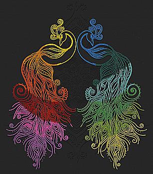 Набор для вышивания Цветные павлины, 55016, Miniart-Crafts