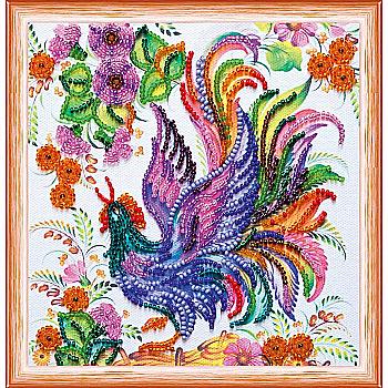 Набор для вышивки бисером на натуральном художественном холсте "Петриковская роспись", AM-131