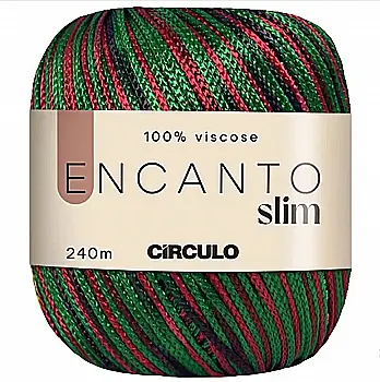 Пряжа 9055 Красно-зеленый, черный (100% вискоза, 100гр. 240м 6 мот. в уп), ТМ "ENCANTO SLIM"