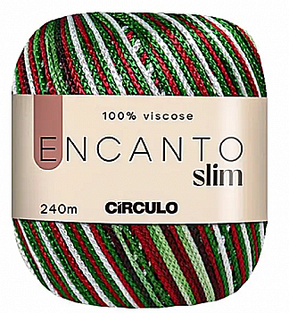 Пряжа 9070 Белый, красный, зеленый (100% вискоза, 100гр. 240м 6 мот. в уп), ТМ "ENCANTO SLIM"