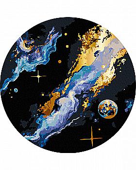 Картина по номерам Ø 40 см "Космос" на черном полотне, RCB00118L