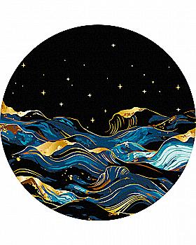 Картина по номерам Ø 30 см "Ночной океан" на черном полотне, RCB00124M