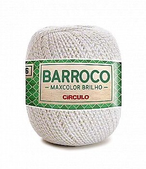 Пряжа 8001 Бело-золотой (98%хлопок, 2 % металлик (синтетическое волокно) 200 г, 6 мот. в уп.), ТМ "Barroco Maxcolor Brilho"