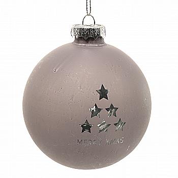 Подвеска новогодняя Шар стекляный серый 8 см, 9762404 ТМ "A&G"