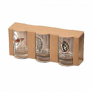 Набор рюмок MIX (шар/герб/лимонка), 3 шт, 50 мл, VSKLO