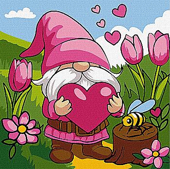 Набор для росписи по номерам для детей 30*30 см "Милый гномик", KHO1197