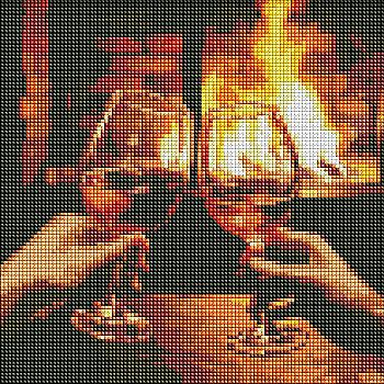 Набір з алмазною мозаїкою "Гріємось біля каміна" 30*30 см, AMO7859, ТМ "Ideyka"