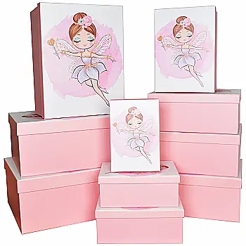 Подарункова коробка прямокутна, рожева "Фея", 23*16,5*9,5 см, 1110286433