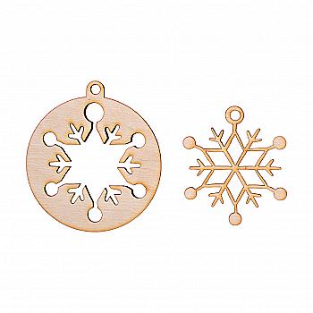 Набор из фанеры "Снежинки. Новогодние игрушки-2", 2 шт, 8*8 см, 741800