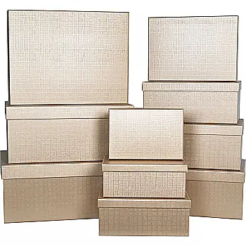 Подарочная коробка прямоугольная, бежевая "Клеточка", 19*13*7,5 см, 1210347221