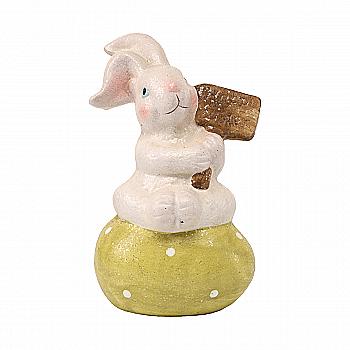 Фігурка декоративна керамічна "Зайчик з крашанкою" 17 см, гліттер (2 диз.), ALX117910