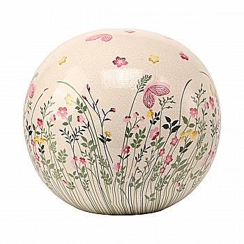Декор для дома керамический Шар "Rosalie" d=25 см, белый с цветочным принтом, 2006815