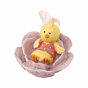 Декор великодній "Зайчик/курка, який сидить в квітці" 6,5*6,5*6,3 см, 252944000