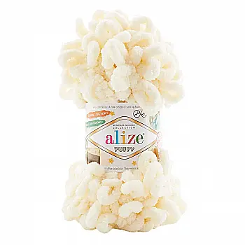 Пряжа микрополиэстер 01 Сливочный, TM Alize Puffy